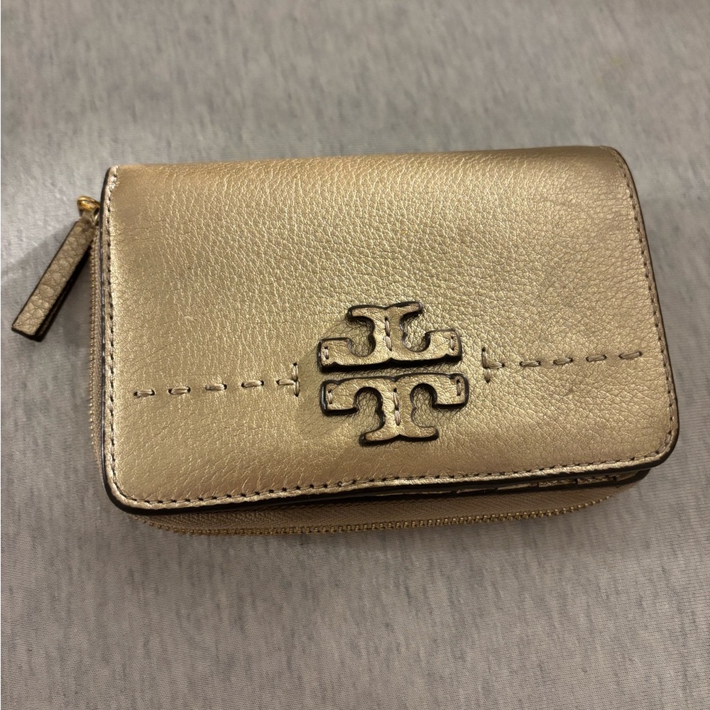 Gold Leather Tory Burch Wallet